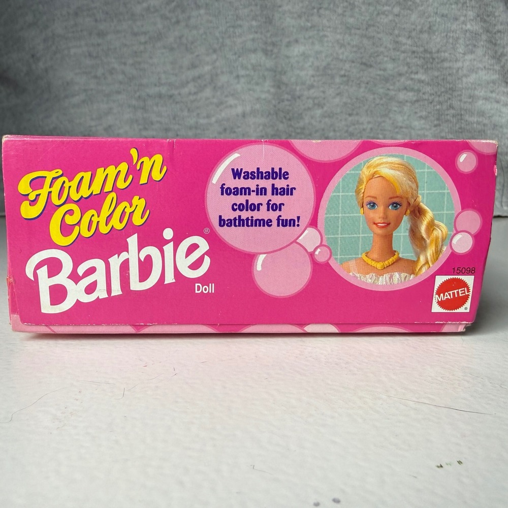 NEW Vintage 1995 Mattel Foam n Color Barbie Doll 15098 Yellow Hair Color NIB - Picture 9 of 9